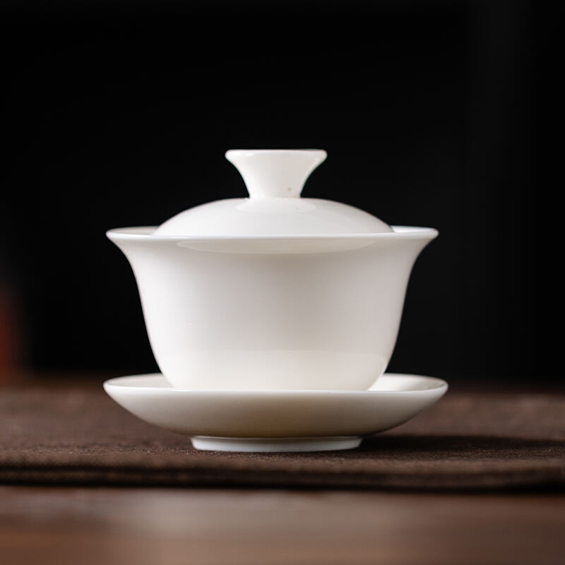 Set Completo di Té con Copertura, Porcellana Bianca Dehua, Teiera e Tazzine Ceramiche Semplici per Kung Fu Té