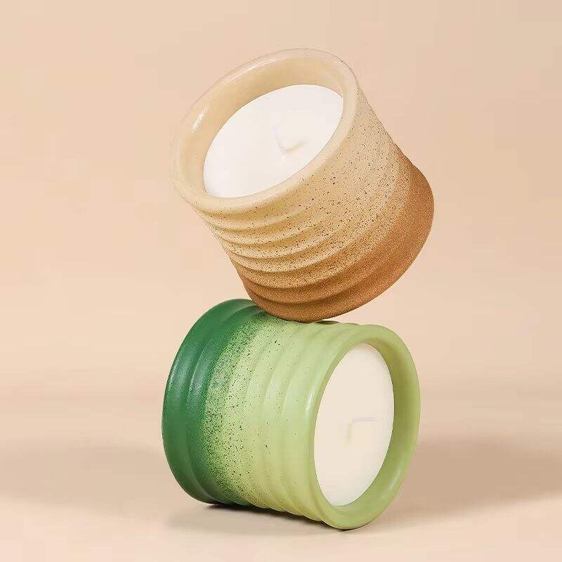 Home Decor Designer Wholesale Custom Green Soy Wax Candle Making Vessel Unique Empty Ceramic Candle Jar