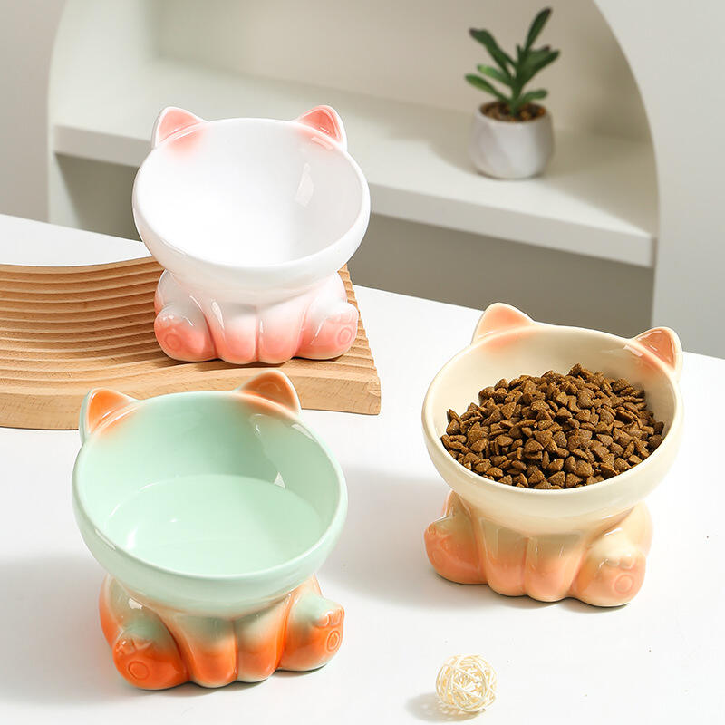 2025 Modern Gradient Ceramic Cat Bowl Pet Bowl for Cat Eating Drinking Water Bottle for Pigeons Dog Bowl Cat Basin