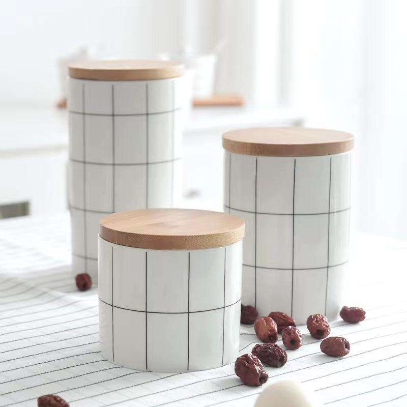 Nou Design Euro Cutie Ceramică pentru Bucătărie cu Acoperșor pentru Stocarea Alimentelor