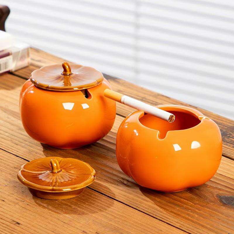 Custom logo Persimmon Design Fruit Shape Custom Orange Ashtray Ceramic Ashtray Cigars Big Ashtray