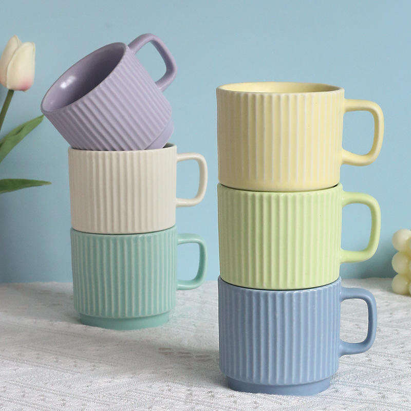 Manufacturer Ceramic Cup with Embossed Pattern Design Porcelain Coffee Mugs 14 oz Water Mike Tea Cups