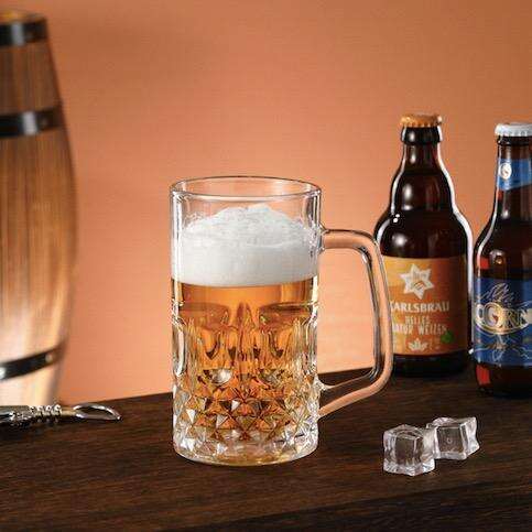  Modern 615ml Home Bar Party Beer Steins Bottom Patterned Glass Mugs with Handle 