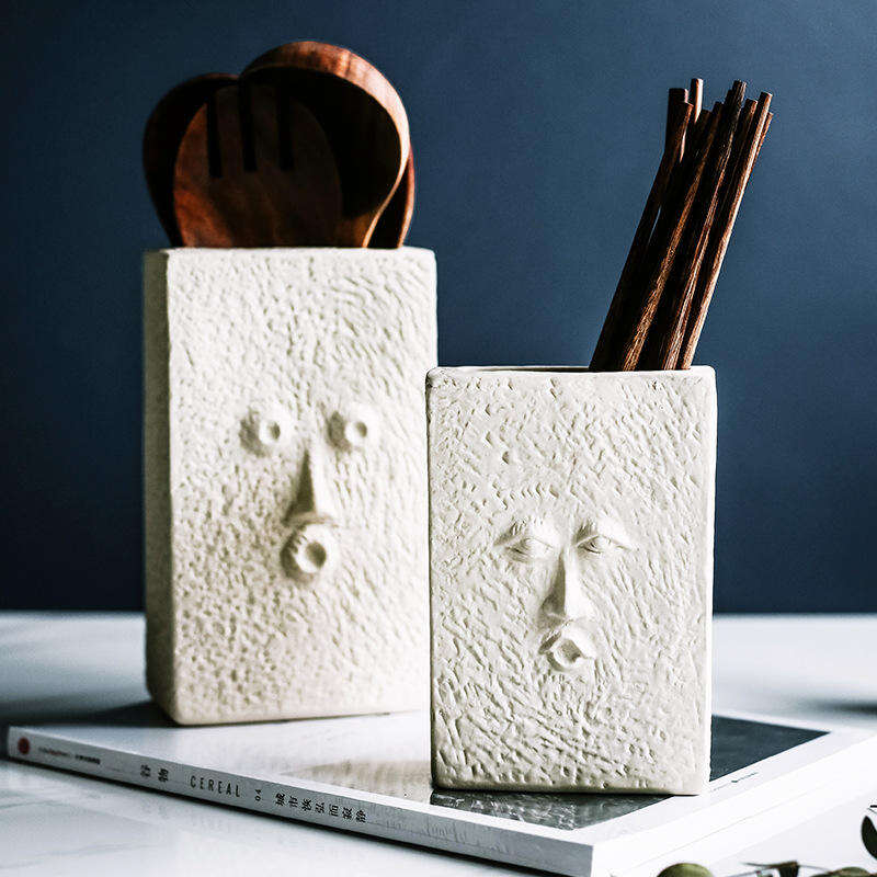 Nordic Plant Household Drain Ceramic Chopsticks Ceramic Cutlery Holder Racks for Home Storage and Organization Restaurant