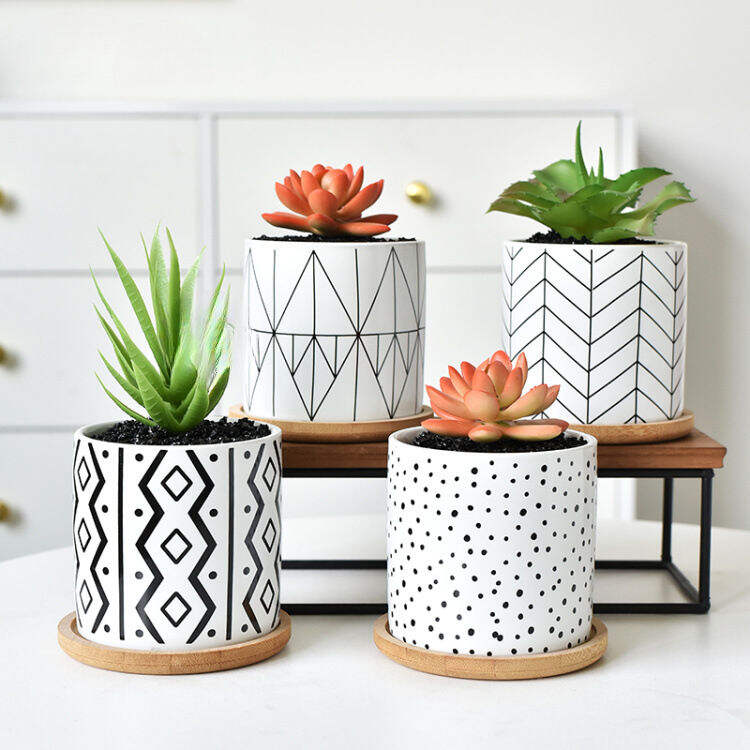 Handmade Geometric Ceramic Flower Pot New Style for Home or Garden for Indoor or Outdoor Planters