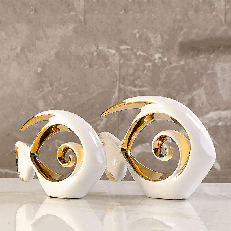 Modern Nordic Luxury Porcelain Ornaments Home Decor Creative Unique Fish Couples Shape Crafts Wedding Ceramic Home Decoration