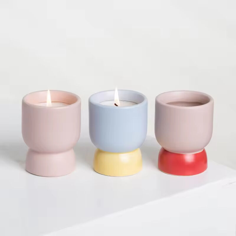 Custom Scented Candle Ceramic Empty Candle Jar Bougies Wholesale Candle Vessels Ceramic Jar