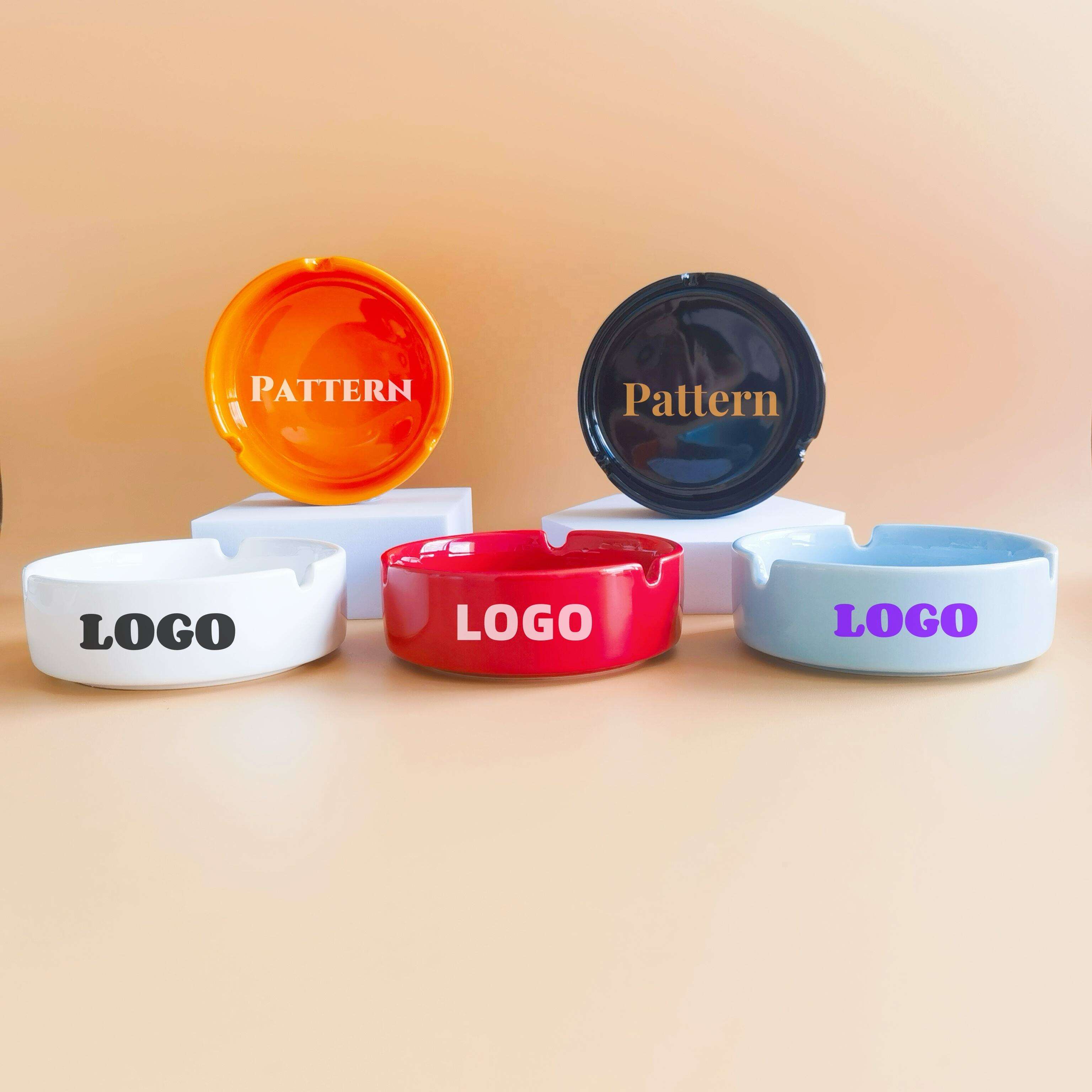 Custom Logo Pattern Porcelain Cigar Cigarette Ashtray Personalized Ceramic Ashtray As Promotional Gifts