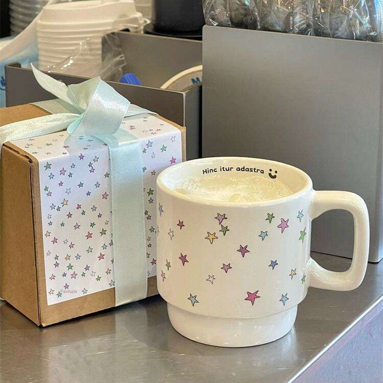 Tazza Ceramica Stella Colori Originali Design Classico Fatto in Casa Regali per Affari Acqua Birra Caffè Latte Tazza Colazione per Ragazze Con Scatola Regalo