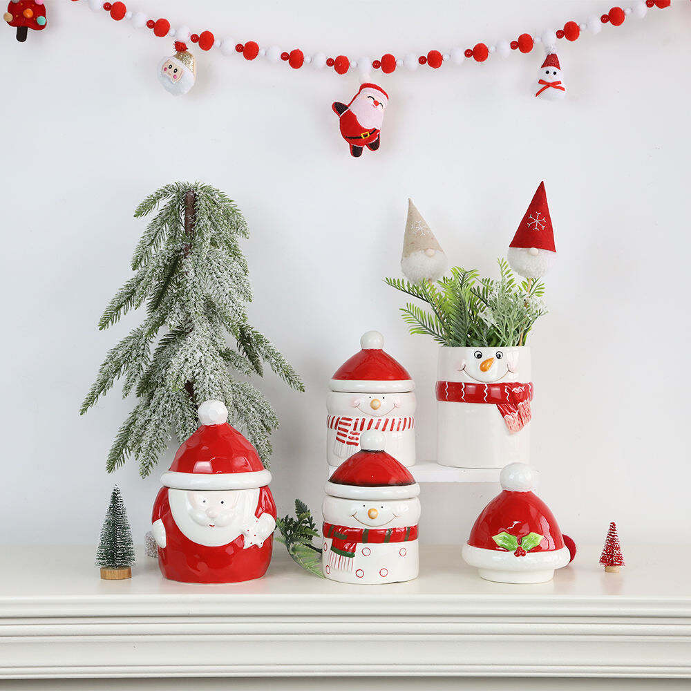 Christmas Storage Box Creative Santa Claus Candy Dried Food Storage Ceramic Candy Jar