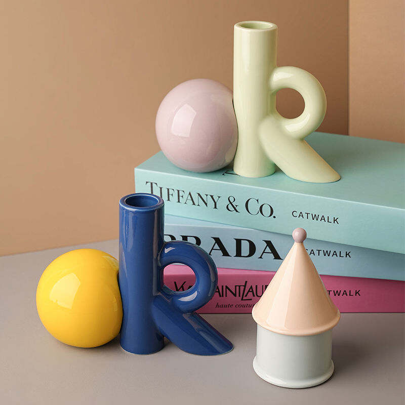 Creative Ceramic Vase High-grade and High-value Hydroponic Flower Arrangement Table Geometric Ornaments