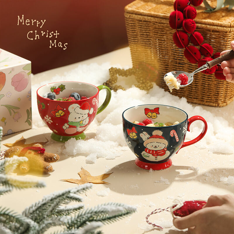 Christmas Gifts Snowman Mug Breakfast Ceramic Mug New Year's souvenirs Girls Birthday Practical