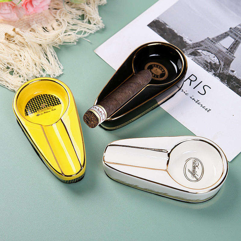 Portable Cigar Ashtray Ceramic Ashtray Personalized Wholesale Cigar Gadgets Gift Office Use High-end Retro Cigar
