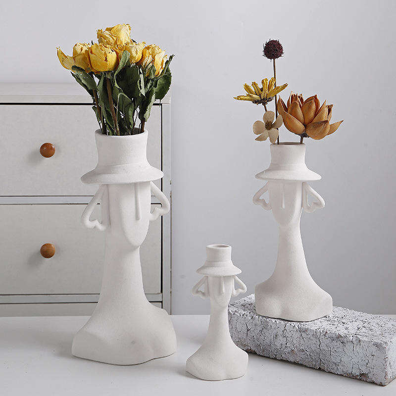 Cross Border Creative Ceramic Vases, Nordic Body Shaped Floral Arrangements, Desktop High-end Home Decor Items OEM