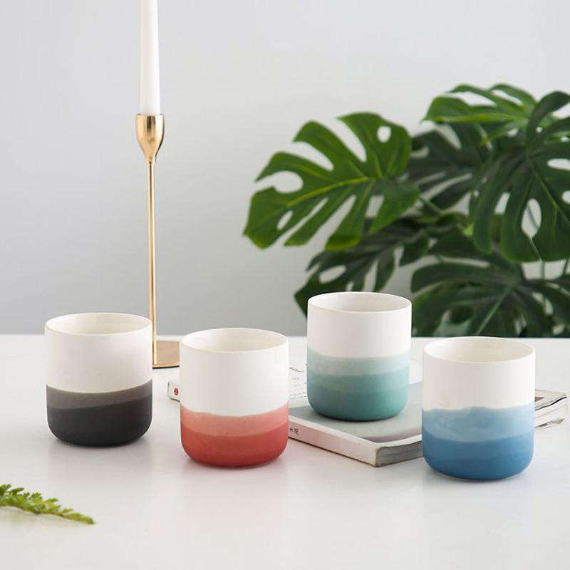 Design Unique Matte Finish Empty Ceramic Candle Jars Home Decoration Gift Item Gradient Designs Candle