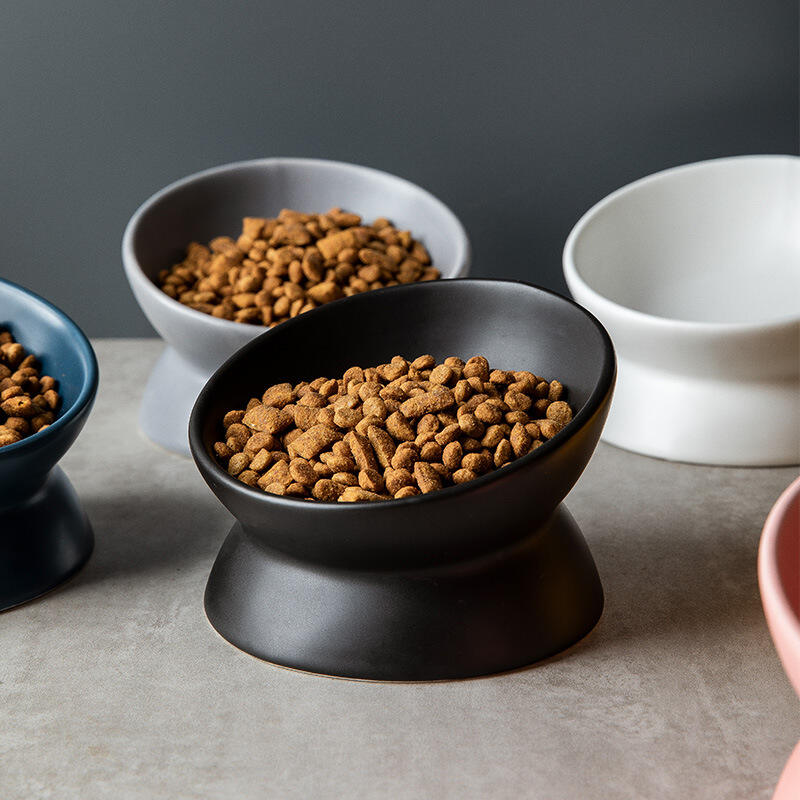 Hot Selling Multicolor Ceramic Pet Bowl  New Ceramic Pet Cat Bowl Oblique Mouth High-footed Dog Bowl Protect the Cervical Spine Dog Food Bowl