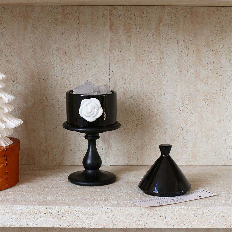 Original Design Camellia Ceramic Storage Jar, Candle and Aromatherapy Candle Holder, Essential Oil Diffuser Stone Storage Jar.