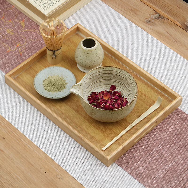 Ceramic Matcha Bowl with Spout Tea Brush Set Song Dynasty Tea Ordering Tools Household Bamboo Momochi Matcha Powder Stirrer