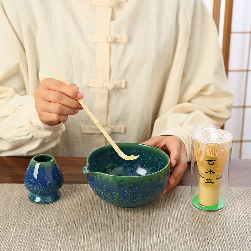 Matcha Bowl Beat Matcha Song Dynasty Tea Ordering Tools Ceramic Tea Bowl Teacup Stirrer Matcha Brush Tea Brush Set