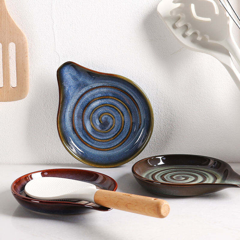 Ceramics Modern Glazed Chopstick and Spoon Rest Holder Factory-Fired Utensil Holder for Kitchen Use