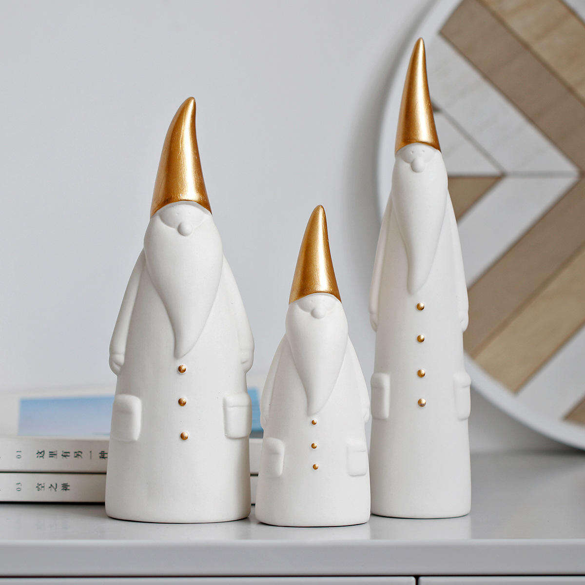 White Christmas Nordic Minimalist Ceramic Santa Claus Ornaments Holiday Home Decoration Living Room Crafts Tabletop