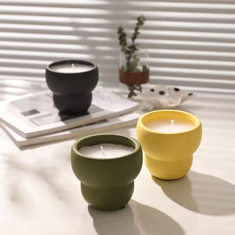 Ceramic Wax Candles Home Decor Candle Jars for New Year Christmas and Birthday Gifts