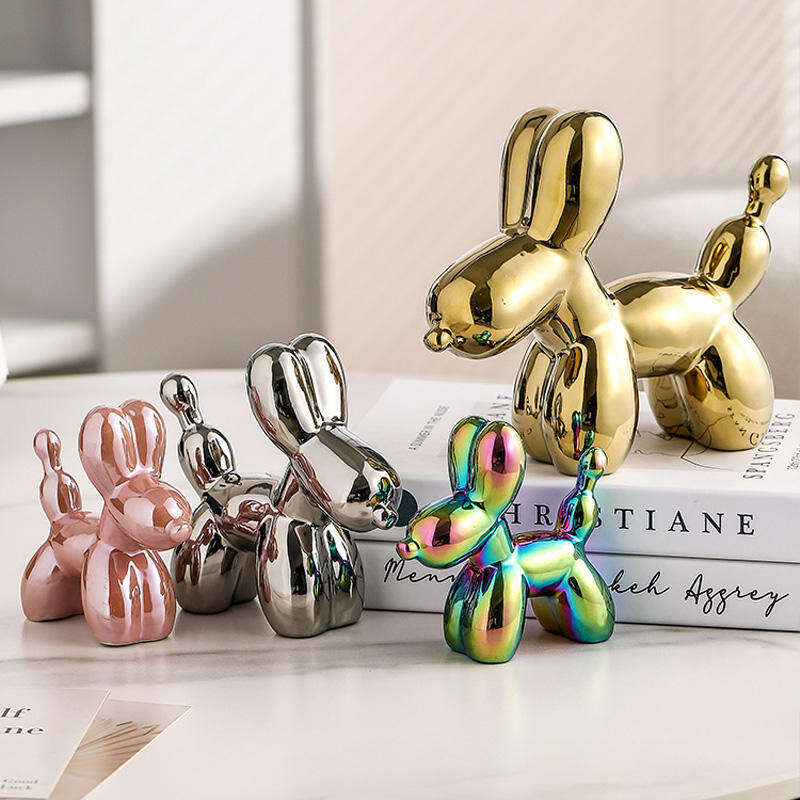 Home Decor Ceramic Crafts Nordic Light Luxury Creative Electroplating Balloon Dog Decoration Advanced Sense Home Accessories