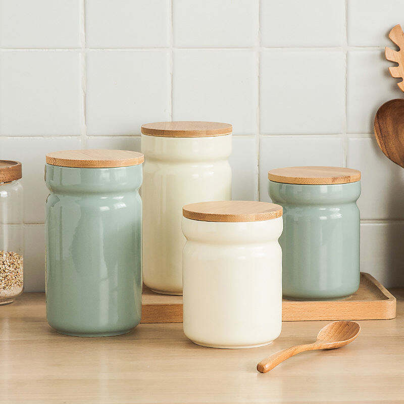 Nou - Ceainic Grossier Mic cu Cutii Ceramice Colorate pentru Stocare a Ceaiului, Ceainic Ceramic Fin pentru Ceai, Cafea și Zahăr, Seturi de Canistre
