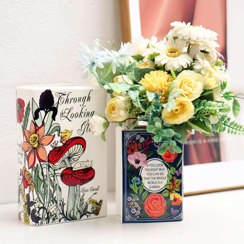Kreative Persönlichkeit, buchförmiger Vasen-Schmuck für Wohnzimmer und Esstisch, Keramik-Vase-Decorator