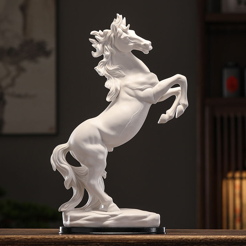 Ornamento Cavallo Ceramico, Porcellana Bianca Dehua Stallone Artigianato per la Casa, Sala da Pranzo e Ufficio Decorazioni Cavallo per il Successo Regali