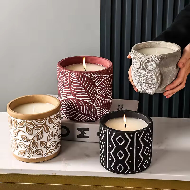 Modern Colorful Cement Candle Jar Set Nordic Decoration Home for Living Room Decoration Concrete Candle Holder
