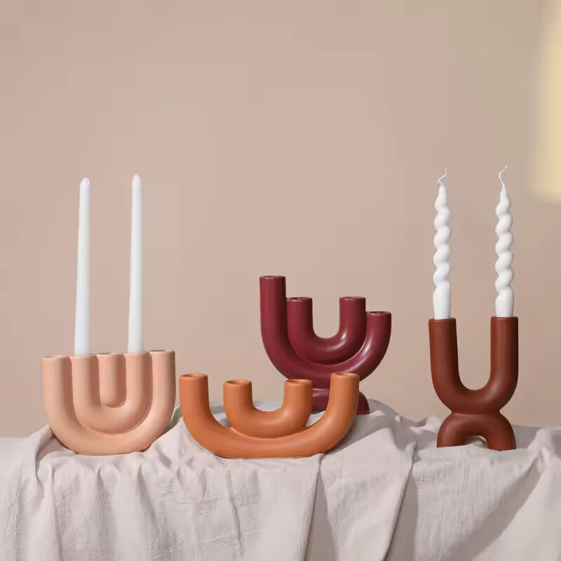 Nordic Modernong Simple na Ins na Ceramic na Kandelero para sa Dekorasyon ng Bahay para sa Wholesale na Mga Holder ng Kandila, Lanterns at Mga Bote ng Kandila