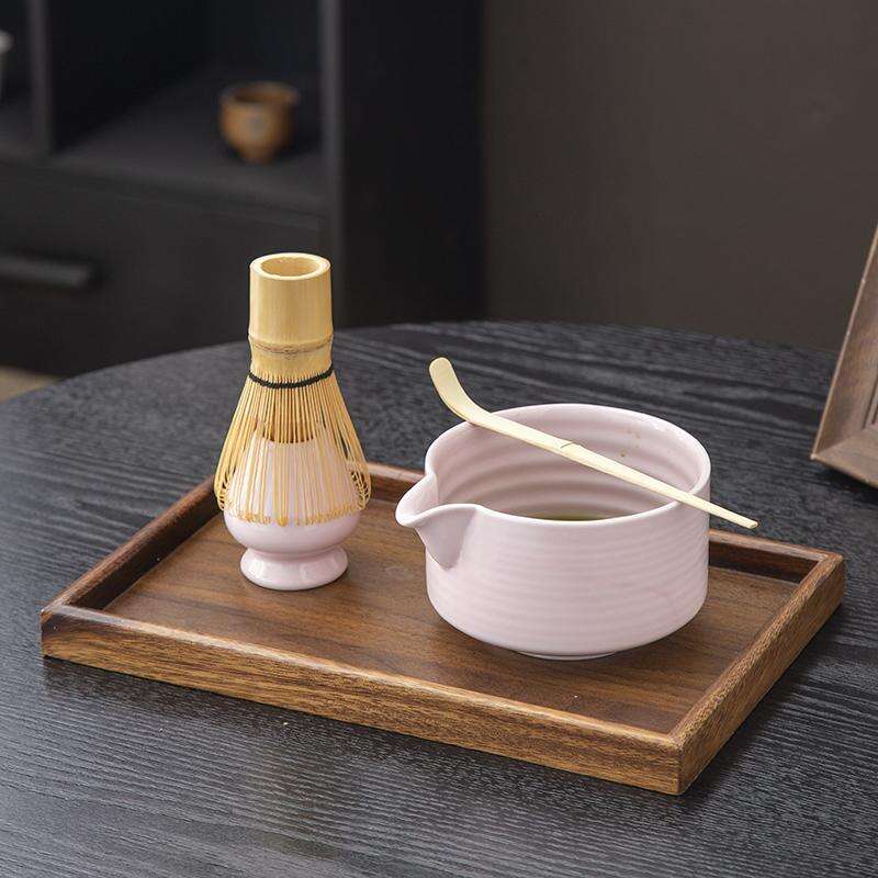 Spouted Matcha Bowl Tea Brush Ribbon Matcha Ceramic Momoto-Ribbon Tea Brush Dispensing Set