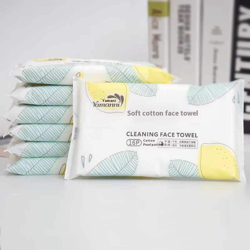 Factory Custom 16pcs Soft Portable Pure Cotton Wet/Dry Cleaning Facial Wipes Clean Face & Hands Towel Feminine TypeMOQ10000packs
