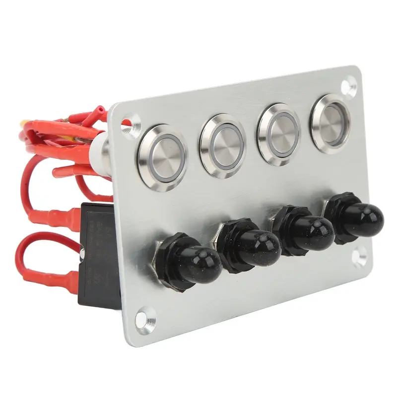 12v led blue self-locking stainless push button 4-6 gang switch panel សម្រាប់រថយន្ត