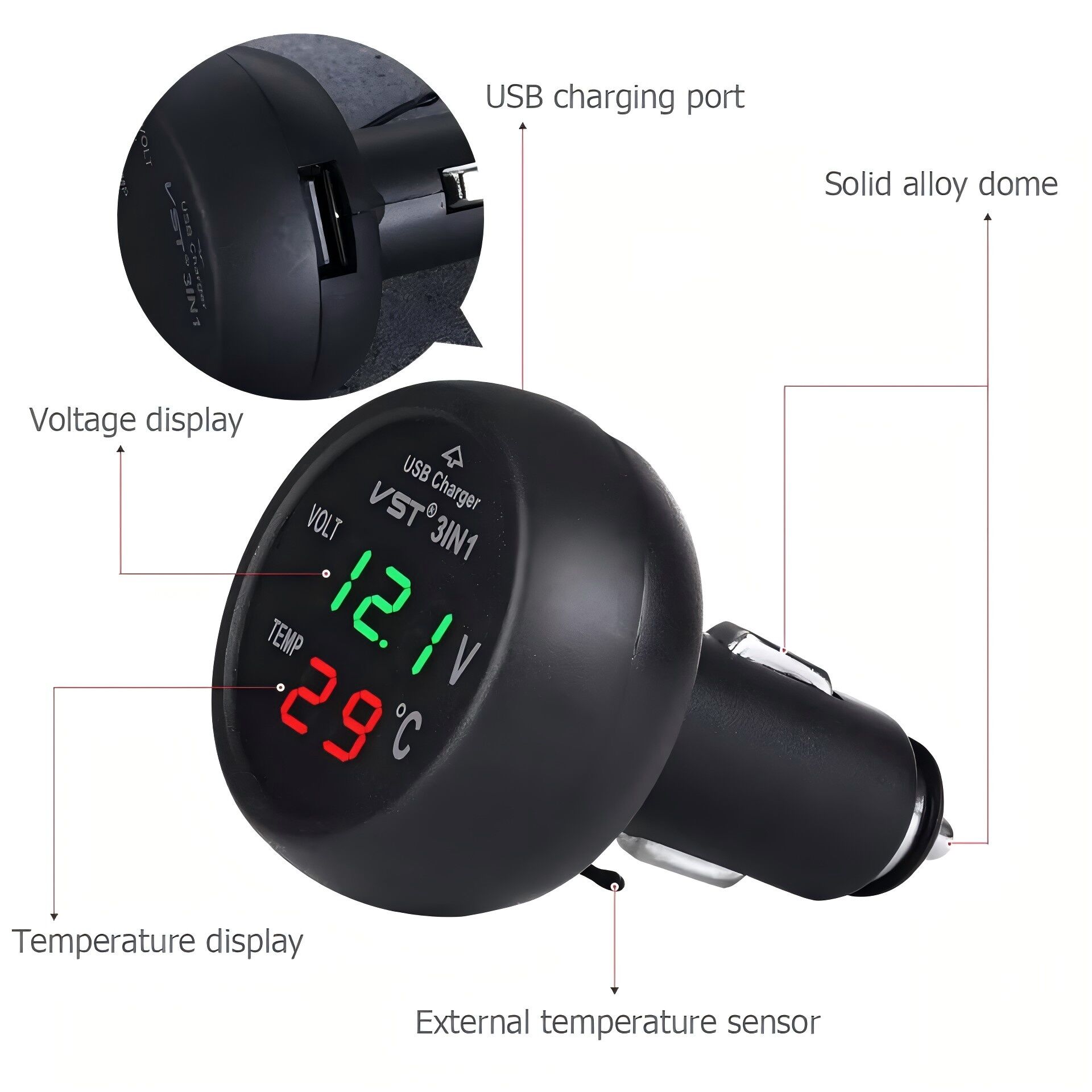 Universal 12V 24V Car Volt Meter Auto LED Digital Voltmeter Gauge