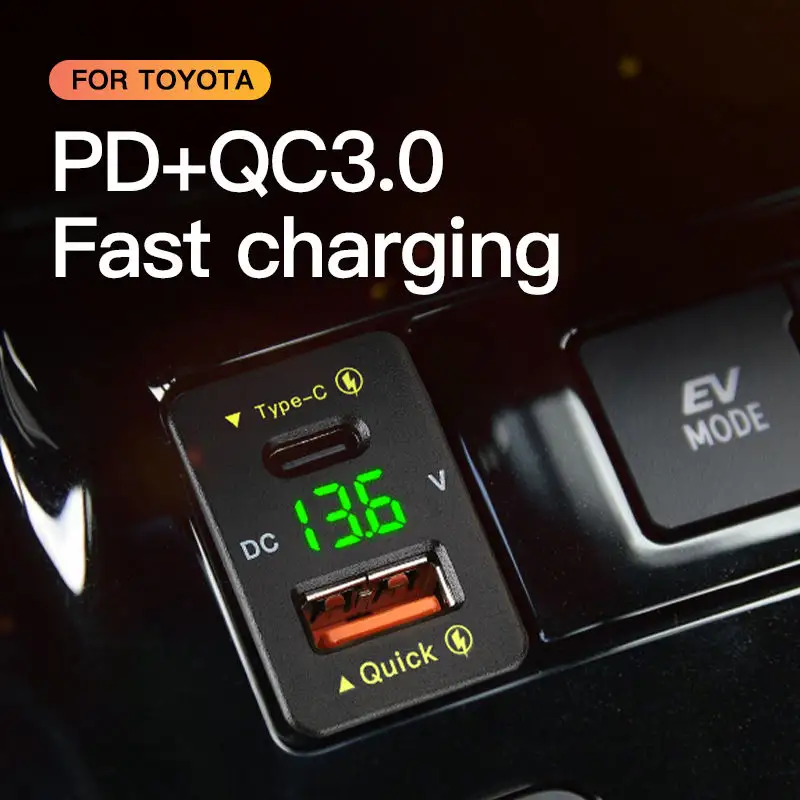 36W Toyota Rav4 Fast Charger: Type-C & QC3.0 USB Adapter for Car