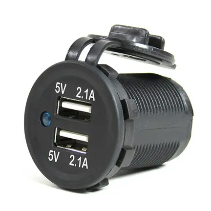 High-Quality Waterproof DC 12V/24V Dual USB Car Charger YJDS2013B, 4.2A, with Cap