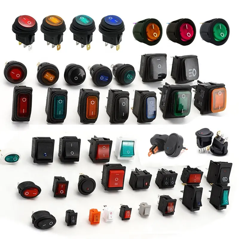 Rocker Switch: 12V/24V ON-OFF-ON, 3-5-6 Pin, LED, IP66 Waterproof