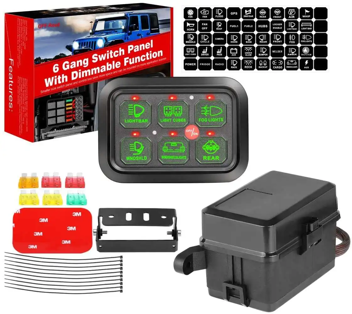 Bluetooth 6 Gang Switch Panel for Driving Light Accessories Controller