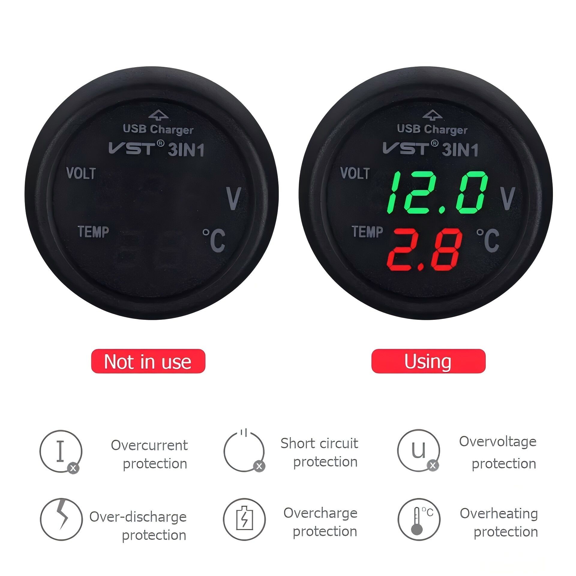 Universal 12V 24V Car Volt Meter Auto LED Digital Voltmeter Gauge