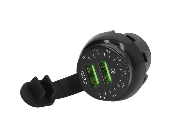 Quick Charge 3.0 Car Charger: 12V USB Socket with Voltmeter & Fast Charging