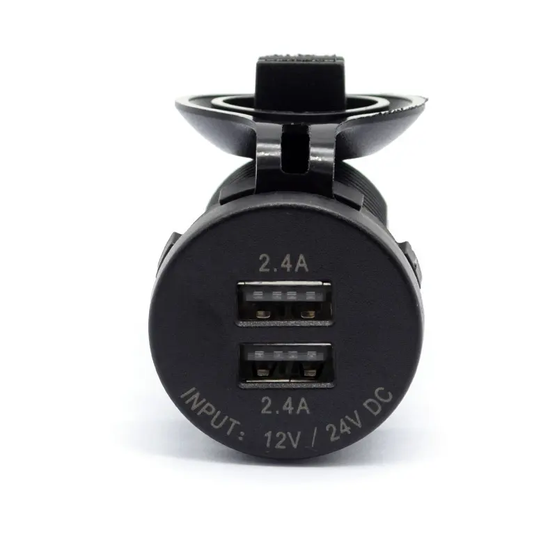 Innovative OLED 12/24V Dual USB Car Charger: Stylish Round Socket with LED Display & Fast Charging for All Devices.