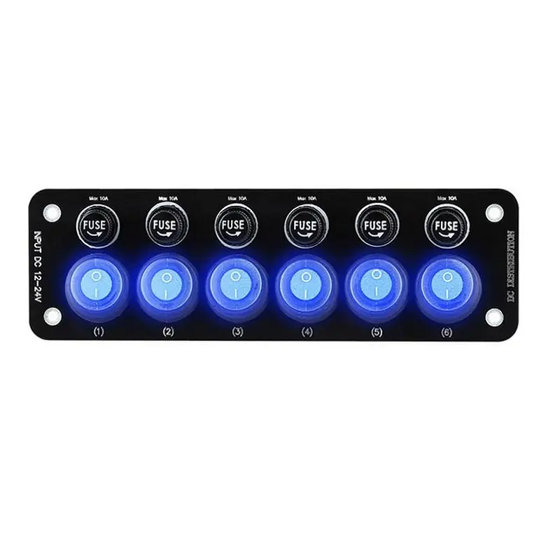 12v 6 ក្រុមជុំវិញ toggle rocker switch panel សម្រាប់រថយន្ត, នាវា, ឡាន & RV