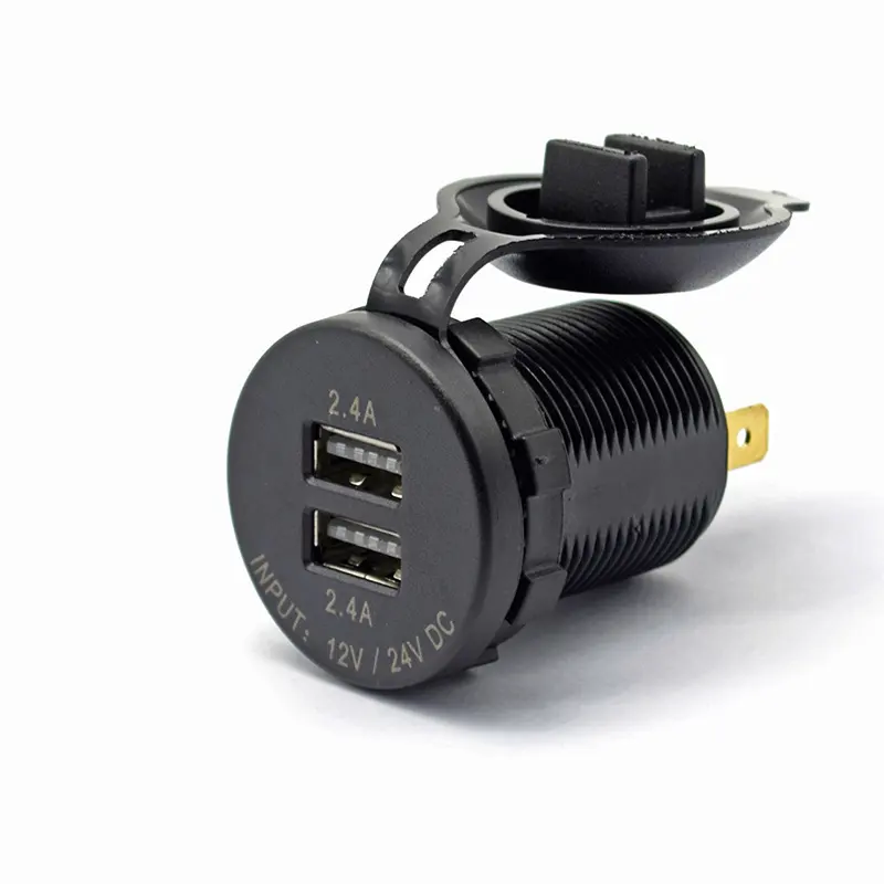 Innovative OLED 12/24V Dual USB Car Charger: Stylish Round Socket with LED Display & Fast Charging for All Devices.