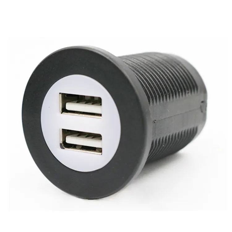 Dual USB Car Charger with 4.2A Round White LED Ring, 12V/24V Compatible