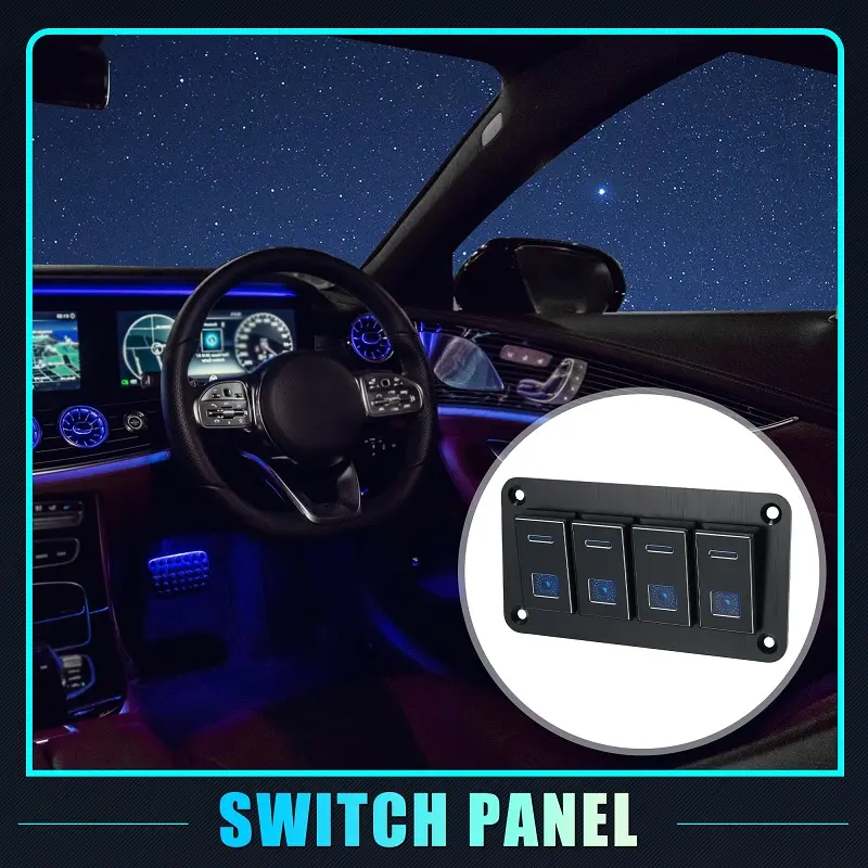 5-Pin LED Toggle Rocker Switch Panel for 12V/24V Cars, Marine, Boats - 4 Gang Configuration