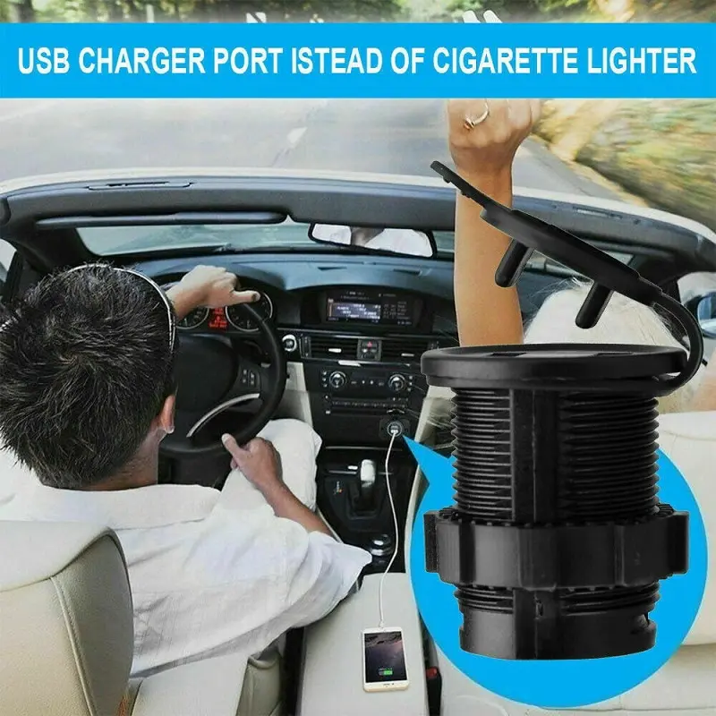 12V-24V Dual USB Car Charger, 4.2A, 2-Port Socket with Digital Voltmeter for Vehicles