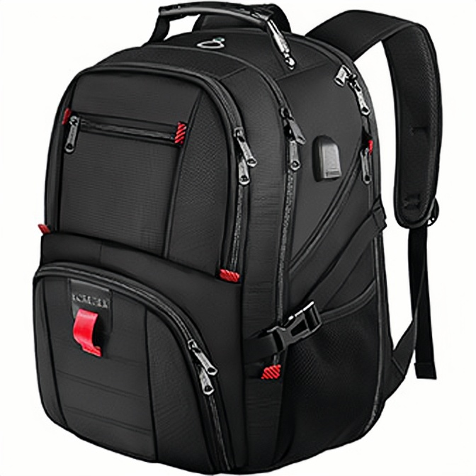 Mochila de Viagem, Extra Grande 50L Mochilas para Notebook para Homens e Mulheres, Resistente à Água Mochilas Universitárias Aprovadas por Companhias Aéreas Bolsa de Trabalho com Porta USB para Carregamento que Acomoda Computador de 17 Polegadas, Preto