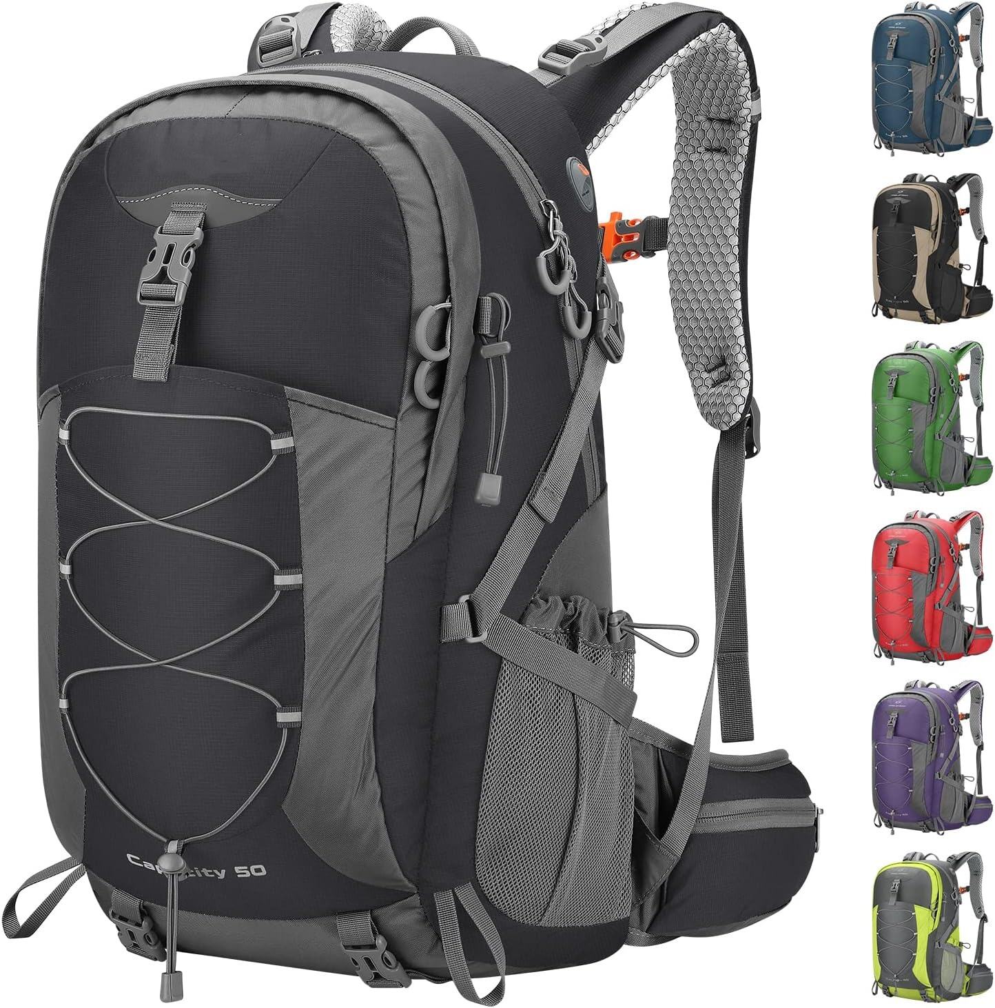 Mochila Personalizable para Senderismo, Mochila para Acampar, 40L Impermeable para Senderismo con Cubierta para Lluvia, Mochila Ligera para Viaje